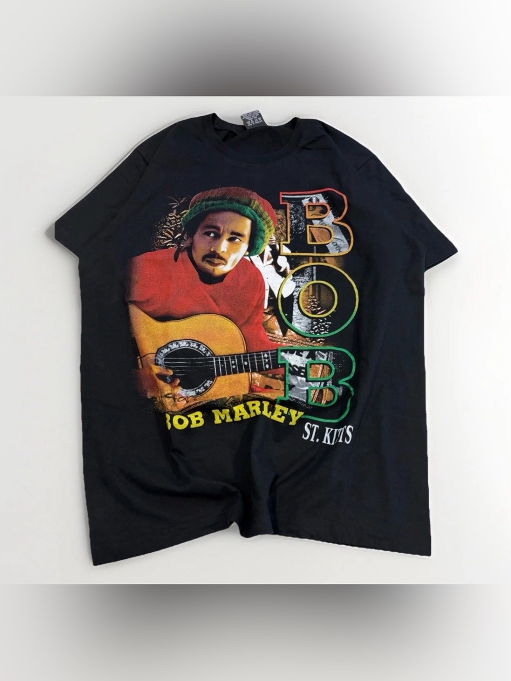 Y2K Bob Marley T-Shirt Vintage Size Medium Double Sided St. Kitt's Reggae Tee